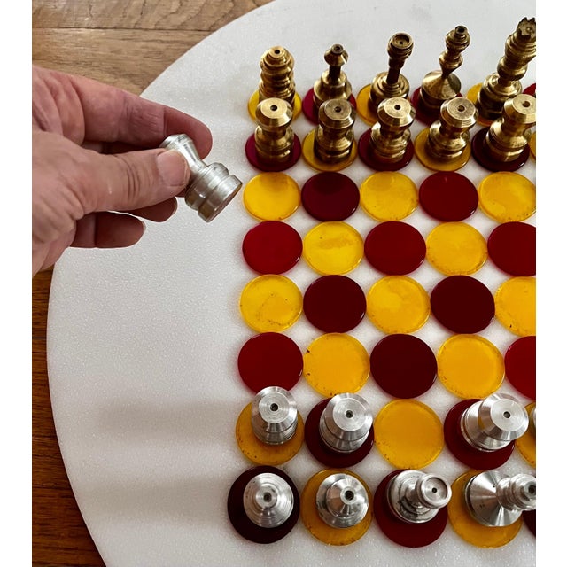 Industrial Pop Art Chess Set chess pieces: industrial solid brass and aluminum custom made in a machine shop pawn -...