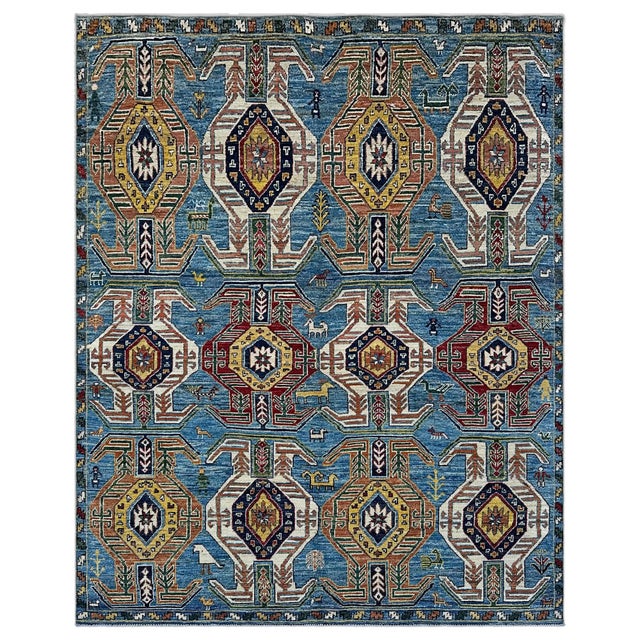 A pile-woven take on the classic Caucasian Dragon Soumak pattern. Three rows of large octagonal medallions, each held...