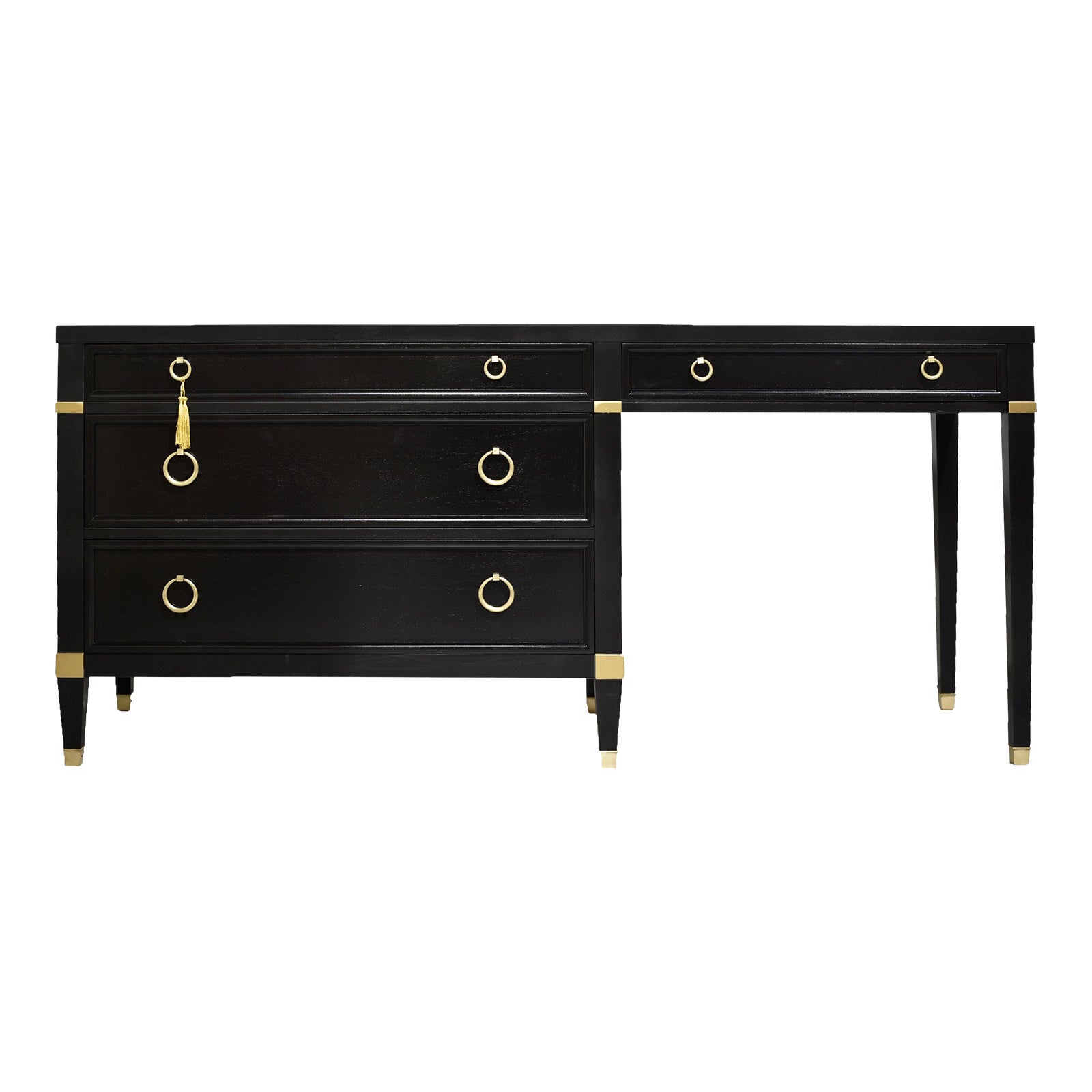 Mid Century Writing Desk Black and Gold by Milling Road for Baker