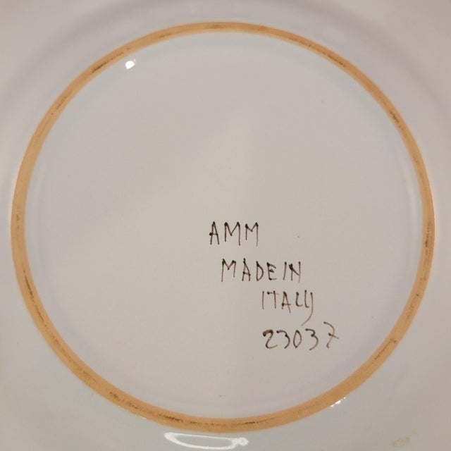 1960s Vintage Amm Faenza Garofano 8" Salad Plates (2) – Hand-Painted Italian Majolica Carnation Motif For Sale - Image 5 of 5