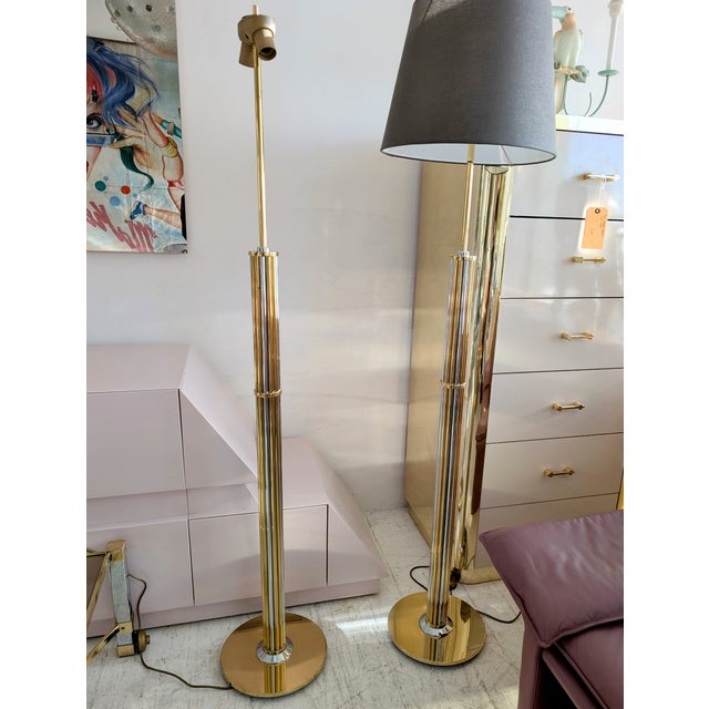 Vintage Gilt and Chrome Floor Lamps from Baulmann, Germany, 1980s, Set of 2 For Sale - Image 16 of 18