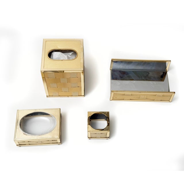 Mid-century glam meets function in this rare 4-piece vintage bathroom set by Stylebuilt Accessories Inc Includes a tissue...