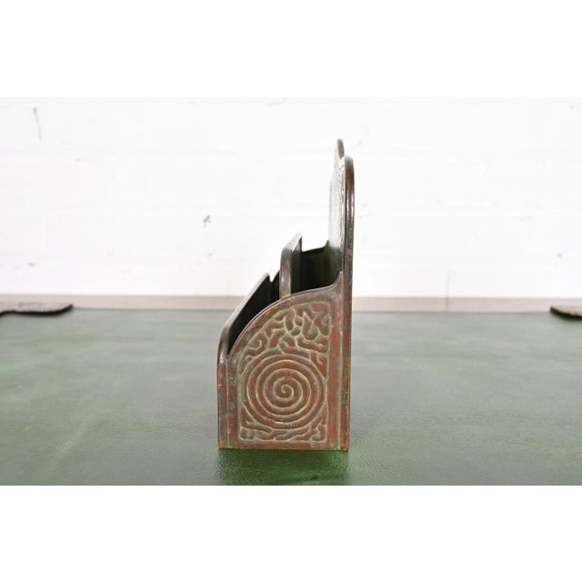 Metal Tiffany Studios New York Zodiac Pattern Bronze Letter Rack For Sale - Image 7 of 12