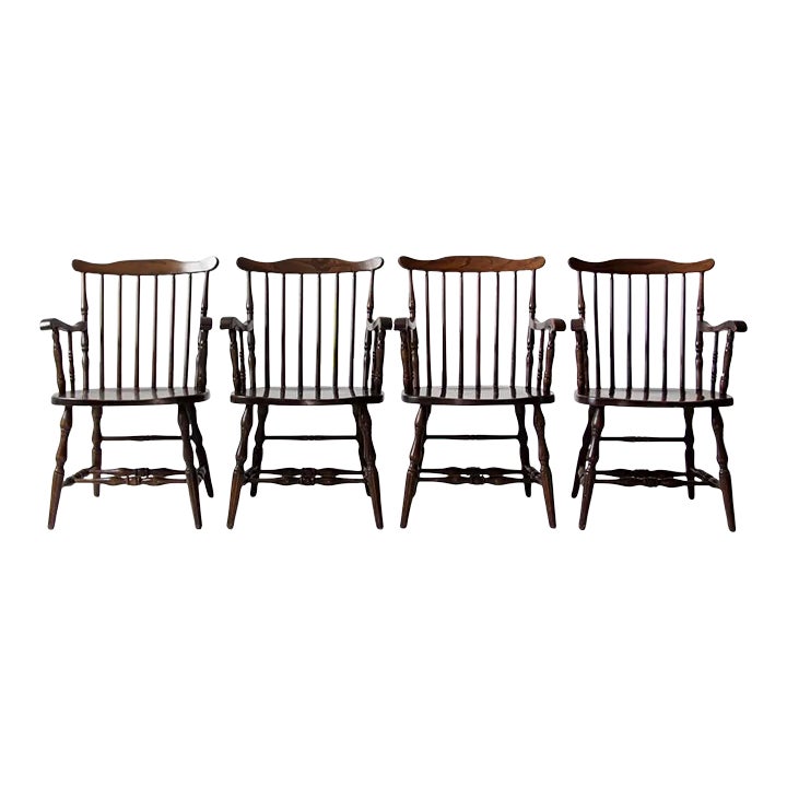 Vintage Windsor Dining Chairs Set 4 | Chairish