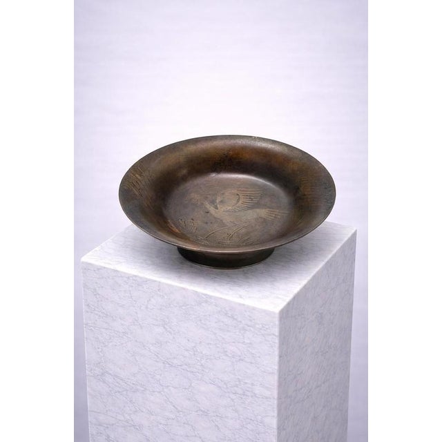 Mid-Century Danish Kromo Bronze Bowl with Heron Motif, 1940s For Sale - Image 6 of 8