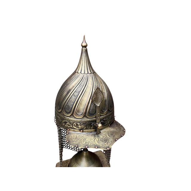 Hand Carved Heavy Brass Fluted Helmet For Sale - Image 12 of 14