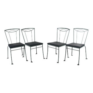 Set of 4 Tempestini for Salterini Wrought Iron Dining Side Chairs, C. 1940 For Sale