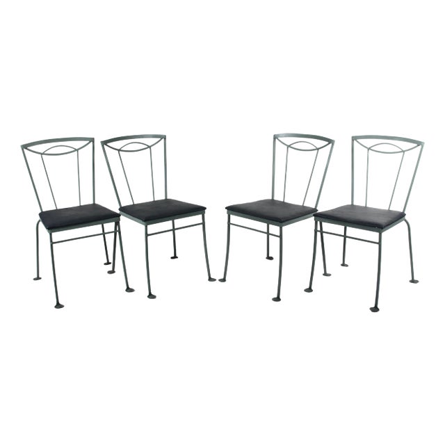 Set of 4 Tempestini for Salterini Wrought Iron Dining Side Chairs, C. 1940 For Sale