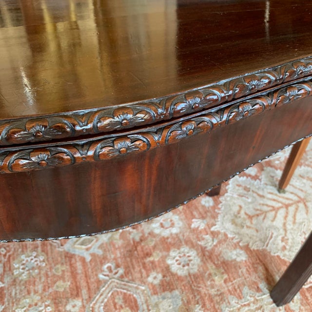 Georgian Serpentine Mahogany Game Table With Carved Rosette Edge For Sale - Image 10 of 14