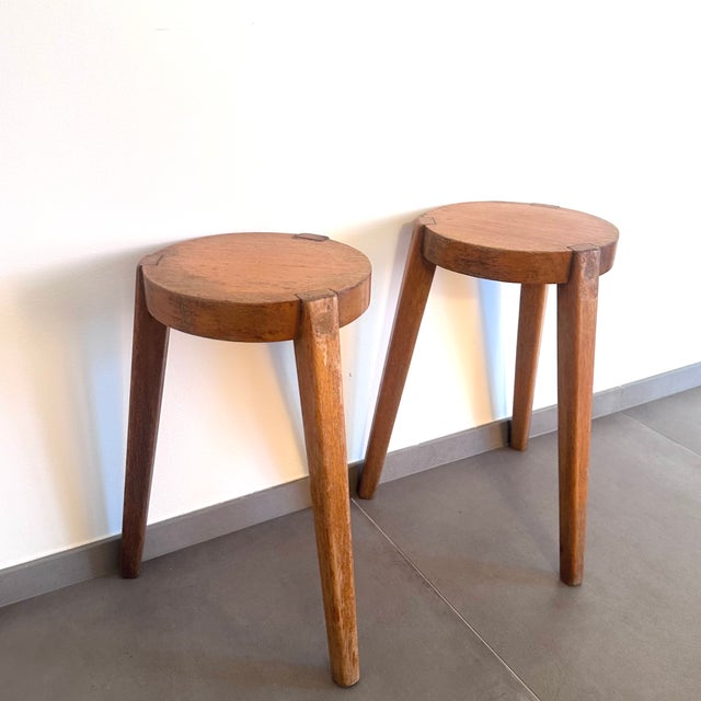 Tripod Stools in Beech, 1940s, Set of 2 For Sale - Image 11 of 13