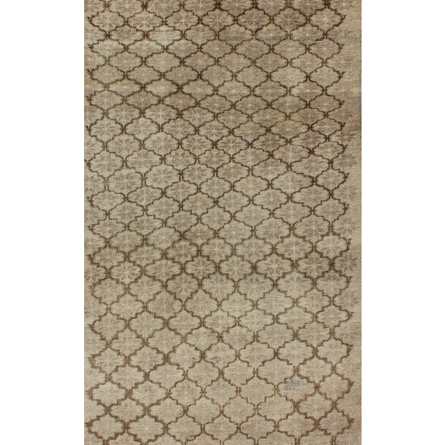 Muted Oushak With All-Over Tribal Design in Light Tones of Taupe and Browns For Sale - Image 4 of 8