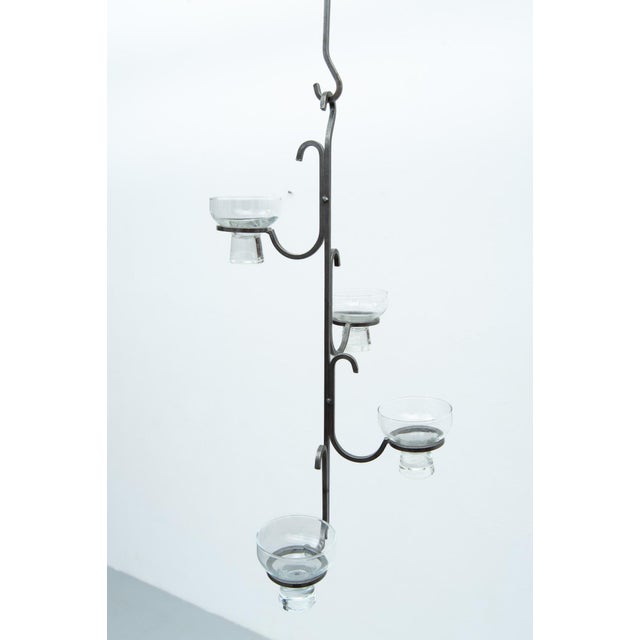 Danish Wrought Iron Pendant Light, 1960s For Sale - Image 4 of 7