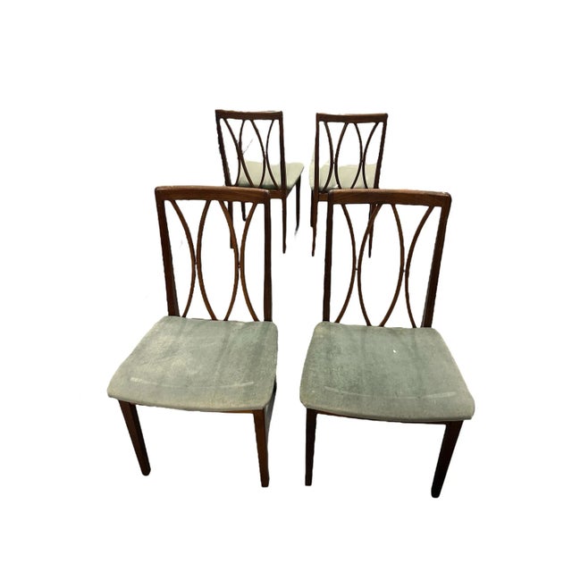 1970s Vintage G-Plan Dining Chairs British Fresco Danish Mid Century Modern Teak Wood Upholstered - Set of 4 For Sale - Image 12 of 12