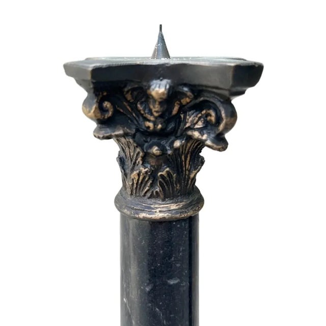 Antique Empire Bronze & Black Marble Lion Paw Candlesticks - A Pair Antique bronze & black marble pique-cierge French...