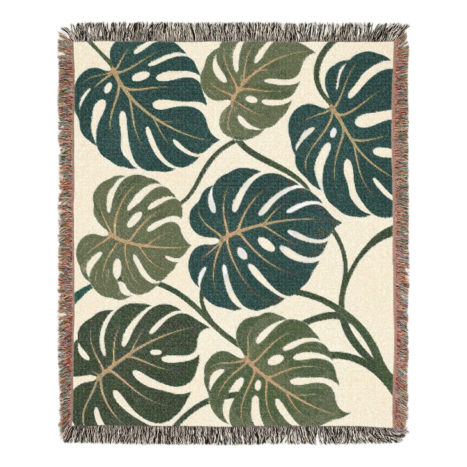 Monstera Leaf Botanical Woven Throw Blanket – 60 × 50 | Chairish
