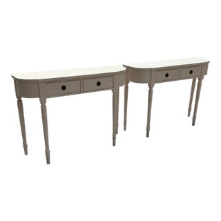 Pair of Somerset Bay White Two-Drawer Console Tables For Sale