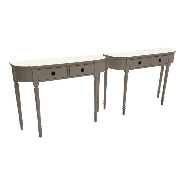Pair of Somerset Bay White Two-Drawer Console Tables For Sale
