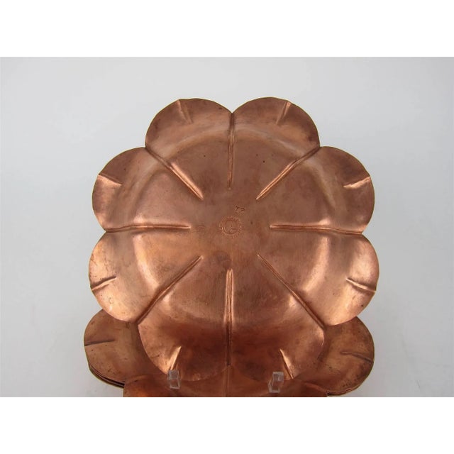Metal Marie Zimmermann Arts and Crafts Copper Flower Dishes, Circa 1915, Set of Five For Sale - Image 7 of 11