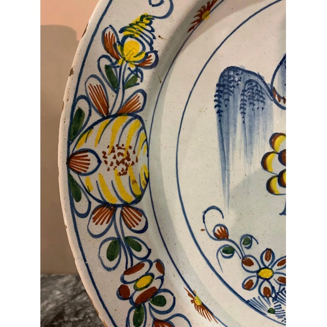 18th Century English Delft Polychrome Charger For Sale - Image 4 of 9