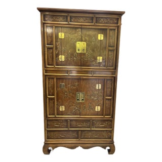 1970s Drexel Heritage Dynasty Collection Chinoiserie Armoire Dresser For Sale