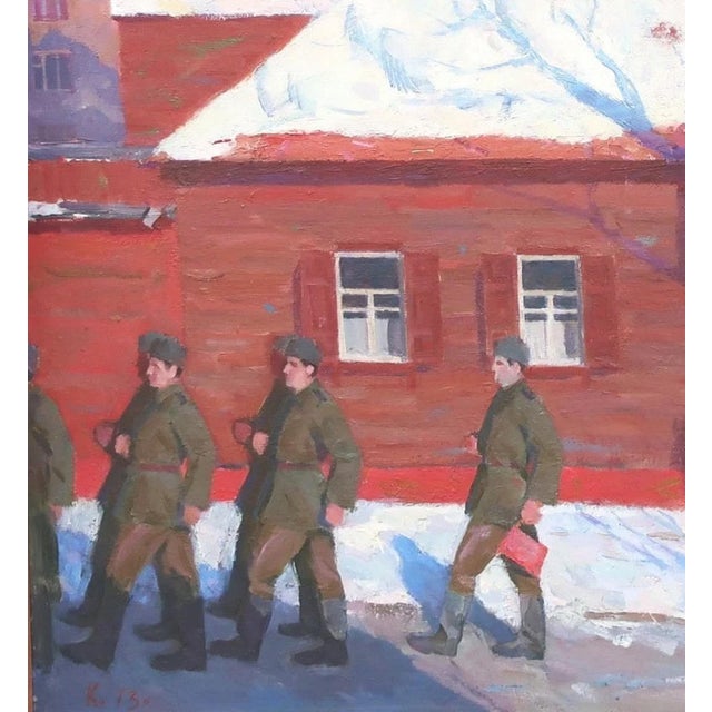 Vintage Winter Landscape Oil Painting, 1973 For Sale - Image 4 of 6