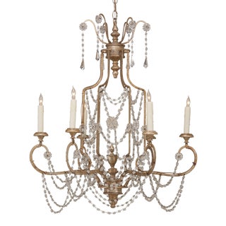 Niermann Weeks Crystal & Iron Six Arm Brindisi Silver Chandelier For Sale