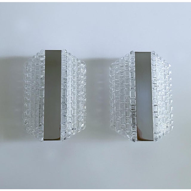 Mid-Century Modern Vintage Glass Sconces from Kaiser, Set of 2 For Sale - Image 3 of 18