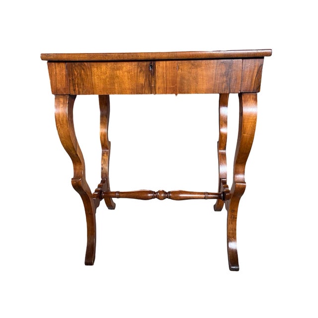 Carlo X Italian Walnut Side Table, 1820s For Sale - Image 10 of 16