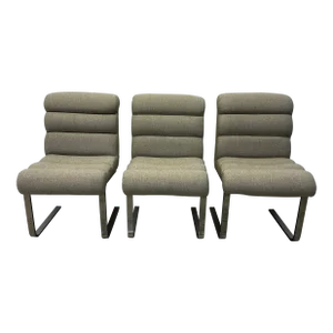 Mariani for Pace Collection Cantilever Chrome Dining Chairs - Set of Three