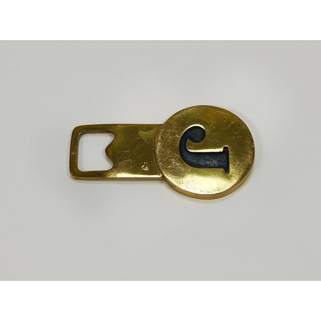 Letter J Initials Brass Bottle Opener #4919 attributed to Carl Auböck, Vienna, 1960s For Sale - Image 6 of 18