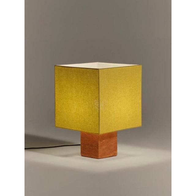 Not Yet Made - Made To Order Red Travertine Small Roma 1 Square Table Lamp by Nassi For Sale - Image 5 of 11