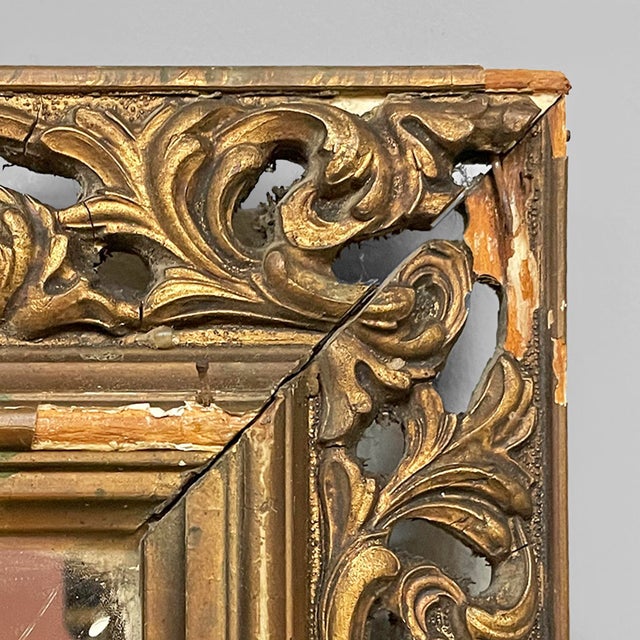 Mid-Century Modern Italian Wall Mirror with Gilded Wooden Frame, 1950s For Sale - Image 12 of 15