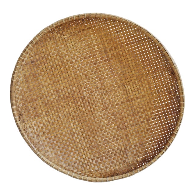 Bamboo Woven Round Tray Large For Sale