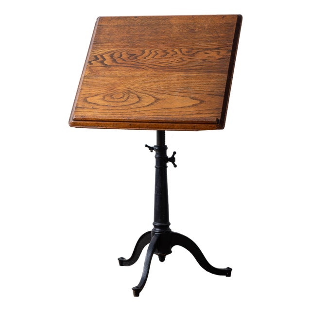 Keuffel & Esser Cast Iron & Oak Drafting Table, 1920s For Sale