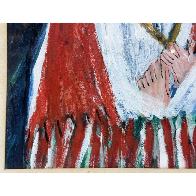 1970s Mohamed Hamri Moroccan Modernist Portrait of Woman, Oil & Gouache Painting For Sale - Image 13 of 18