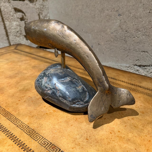 1980s Decorative Bronze Sculpture of a Whale Nautical Modern For Sale - Image 5 of 15