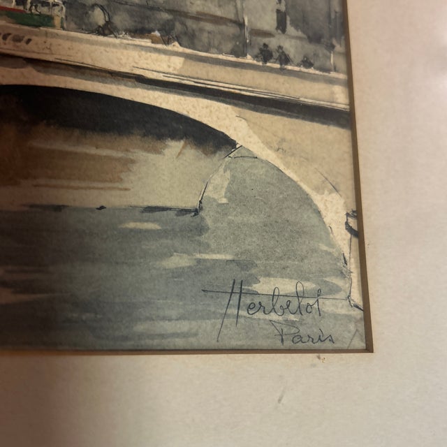 Impressionist 1950’s Original Impressionist Paris Cityscape Watercolor Painting For Sale - Image 3 of 6