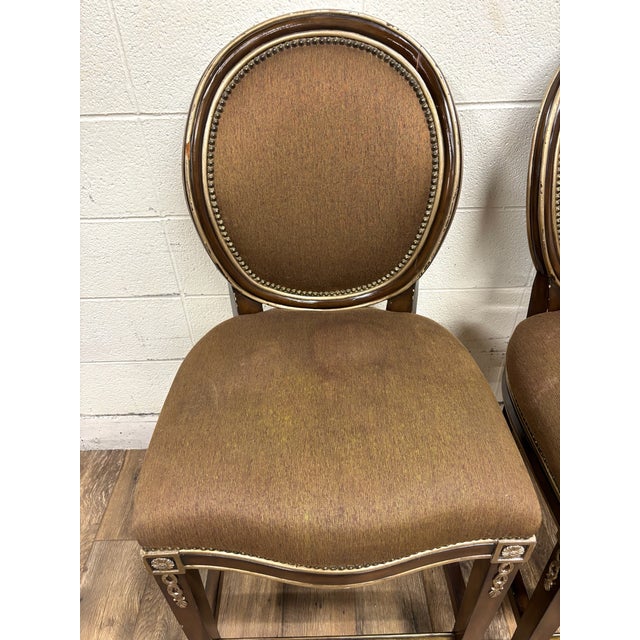French Marge Carson French Louis XVI Style Round Back Bar Stools For Sale - Image 3 of 12