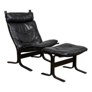 Set of Vintage Lounge Chair with Ottoman by Ingmar Relling for Westnofa, 1960s For Sale