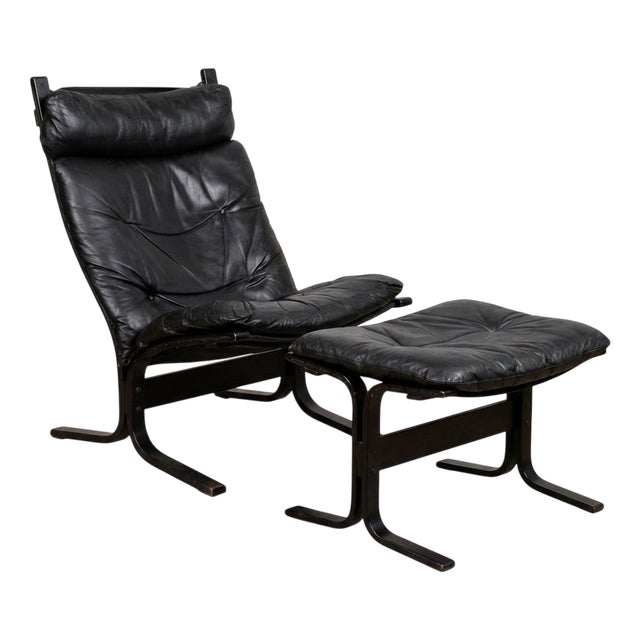 Set of Vintage Lounge Chair with Ottoman by Ingmar Relling for Westnofa, 1960s For Sale