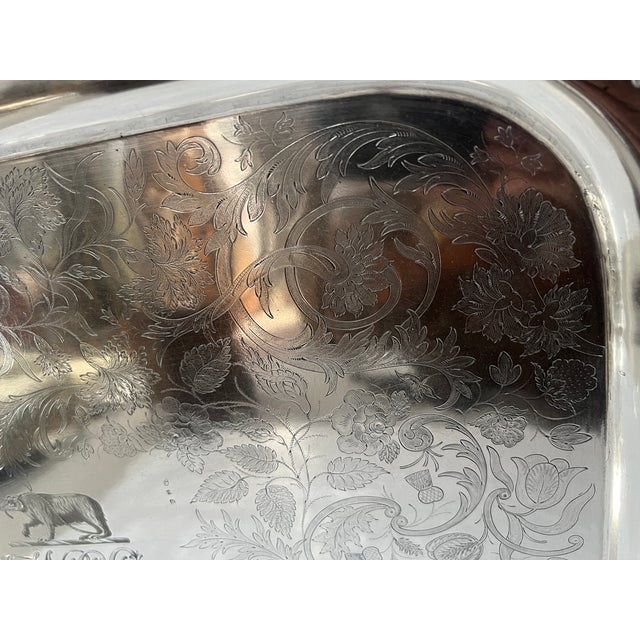 Large Silver-Plated Metal Tray, 1800s For Sale - Image 15 of 16