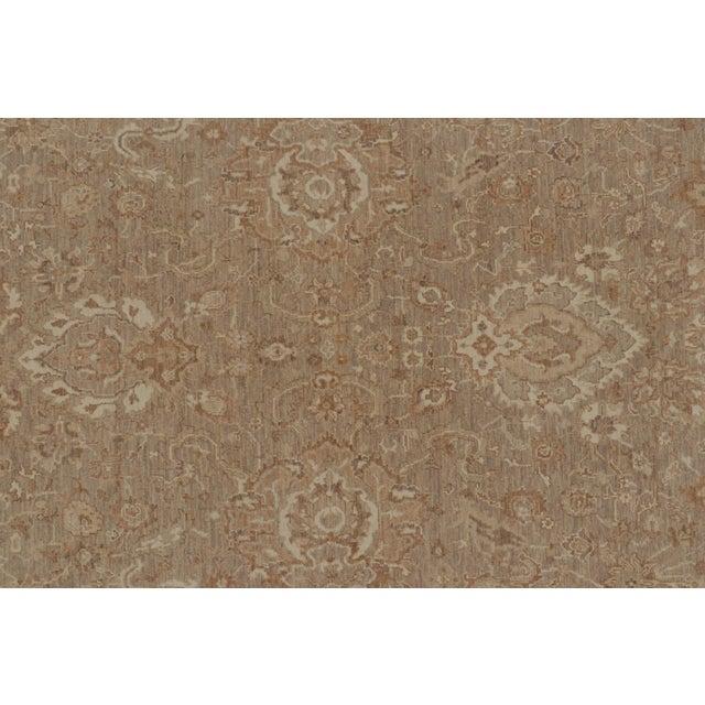 Rug & Kilim’s Oushak-Inspired Rug in Beige and Gold Floral Patterns For Sale In New York - Image 6 of 8
