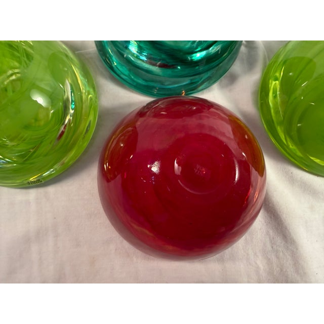 Glass Vintage, Kosta Boda Atoll Art Glass Votive Candleholder Sweden Set of 4 For Sale - Image 7 of 8