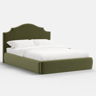 Tori Platform Bed in Moss Slub Velvet, Full/Double For Sale
