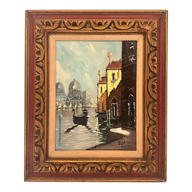 Vintage Venetian Canal Scene Painting - Signed For Sale