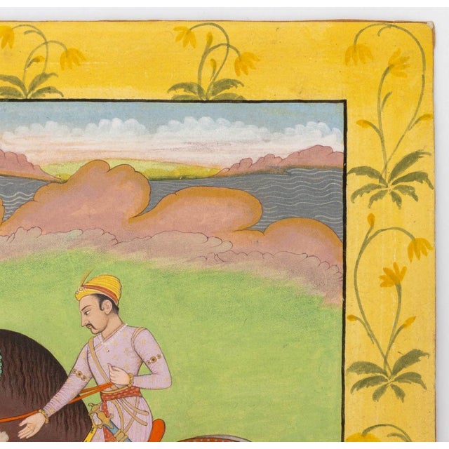 Early 20th Century Indian Mughal Emperor on Horseback Gouache For Sale - Image 5 of 11
