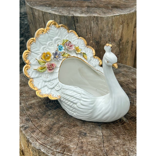 Ceramic Italian Vintage Porcelain Swan Planter, Vase by Capodimonte. For Sale - Image 7 of 11