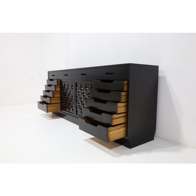 1960s Basket Weave Sideboard by Edward Wormley for Dunbar in Mahogany, C. 1960s For Sale - Image 5 of 14