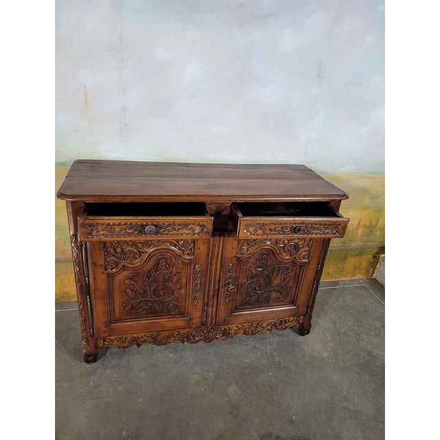 Wood Louis XV Credenza in Walnut For Sale - Image 7 of 13