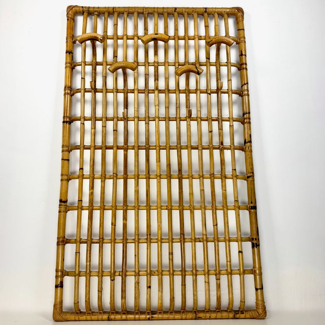 Mid-Century Modern Mid-Century Italian Bamboo Wall Coat Rack, 1960s For Sale - Image 3 of 10